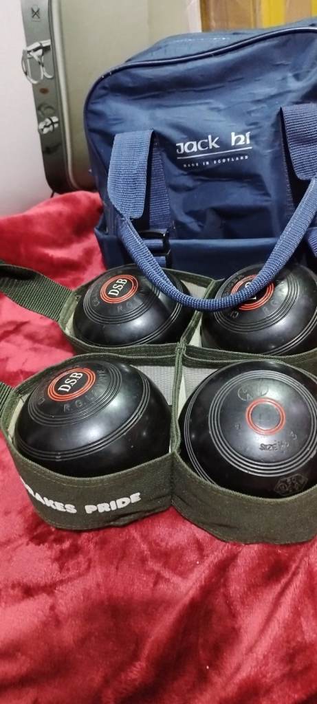 Vintage R.G. Lawrie Challenger Lawn Bowls Set - Size 3 - Drakes Pride Carriers
