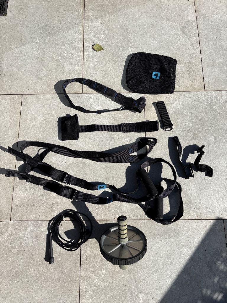 Home Gym suspension Resistance Bands & Ab Roller Set – Good Condition
