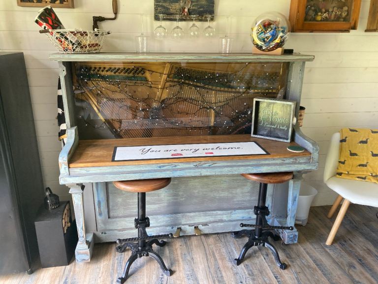 Unique Repurposed Piano Bar Breakfast Bar & Stools Man Cave 