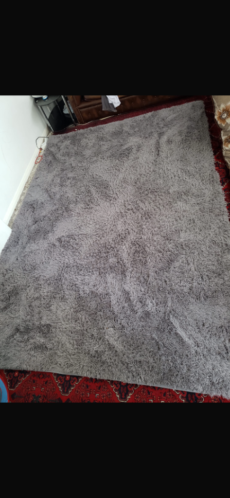Large Grey Fluffy Soft Area Rug