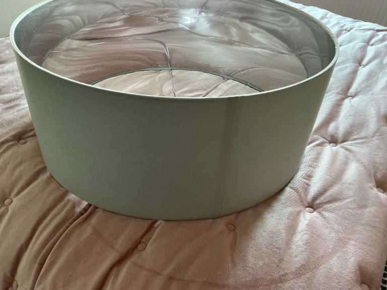 Large grey ceiling shade with silver lining bought from next diameter 53cm see details 
