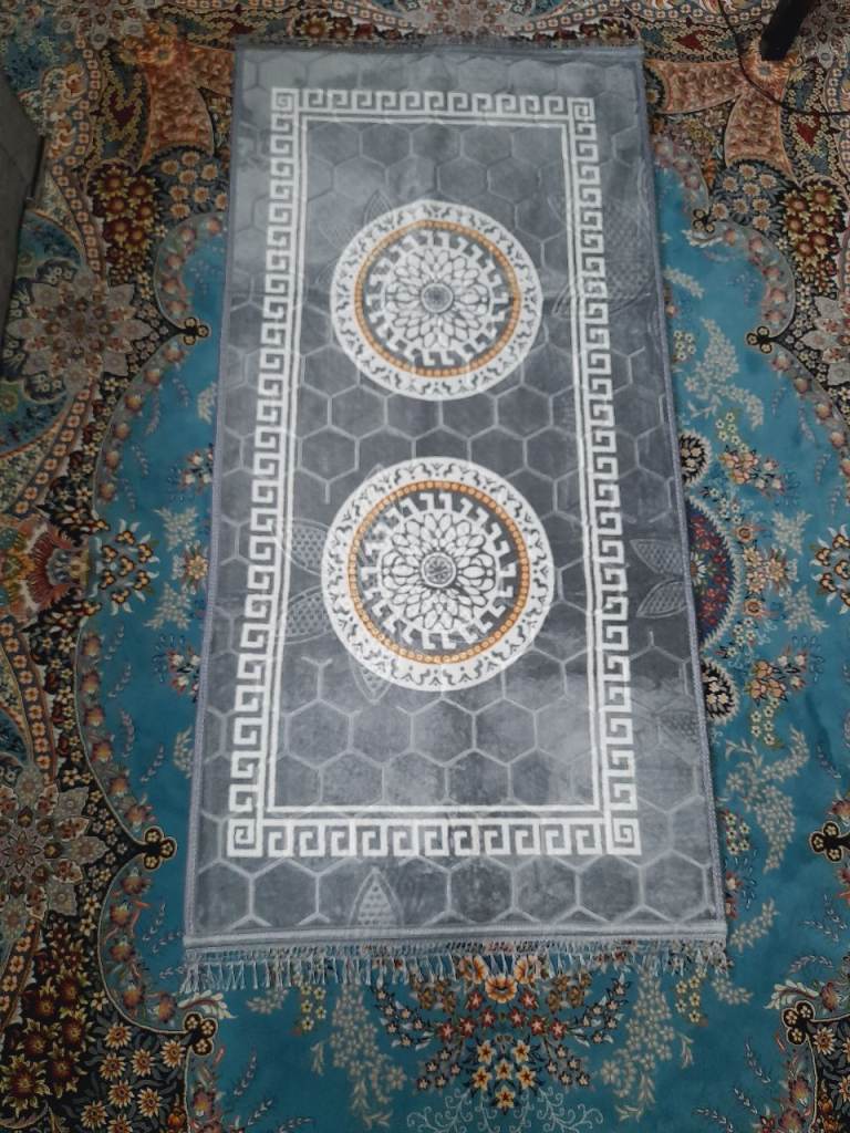 Grey White Beige Velvety Touch Greek Pattern Thick Rug Floor Runner Mat 190cm x 90cm New