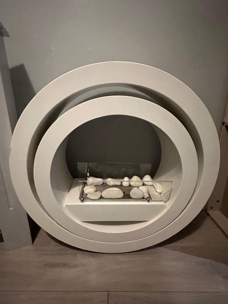 White metal modern biofuel fire 