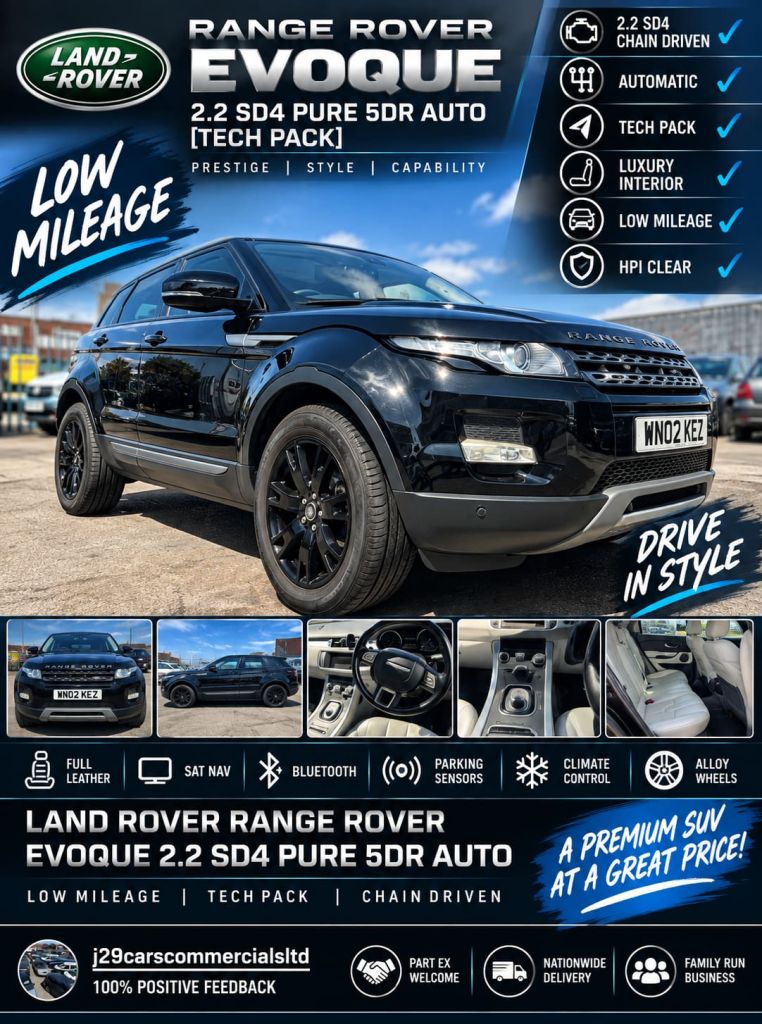 LAND ROVER RANGE ROVER EVOQUE 2.2 SD4 Pure 5dr Auto [Tech Pack]  CLEAN LOW MILES