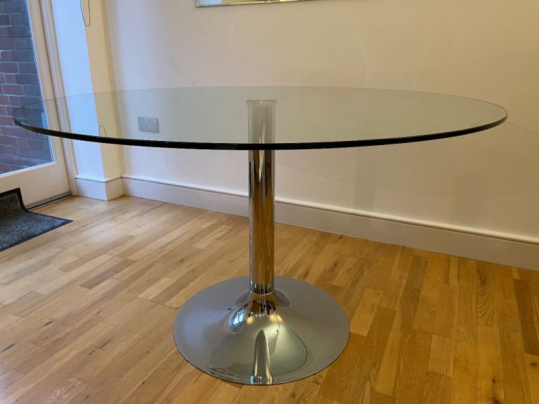 Large M&S 120cm glass dining table 