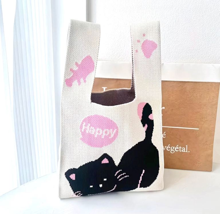 Cat kitten kitty Knit bag tote bag 