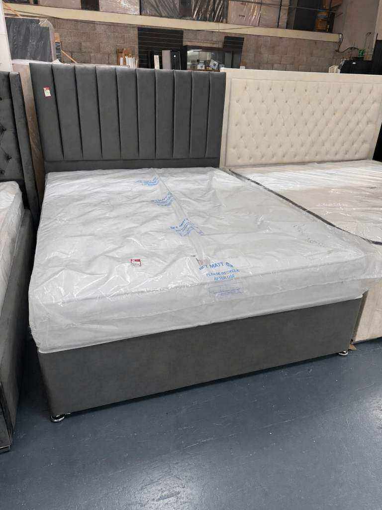 Get ASAP Delivery = 4ft6 Double Divan Bed Base With Mattress Brand New Cash On Delivery Order Now 🚛
