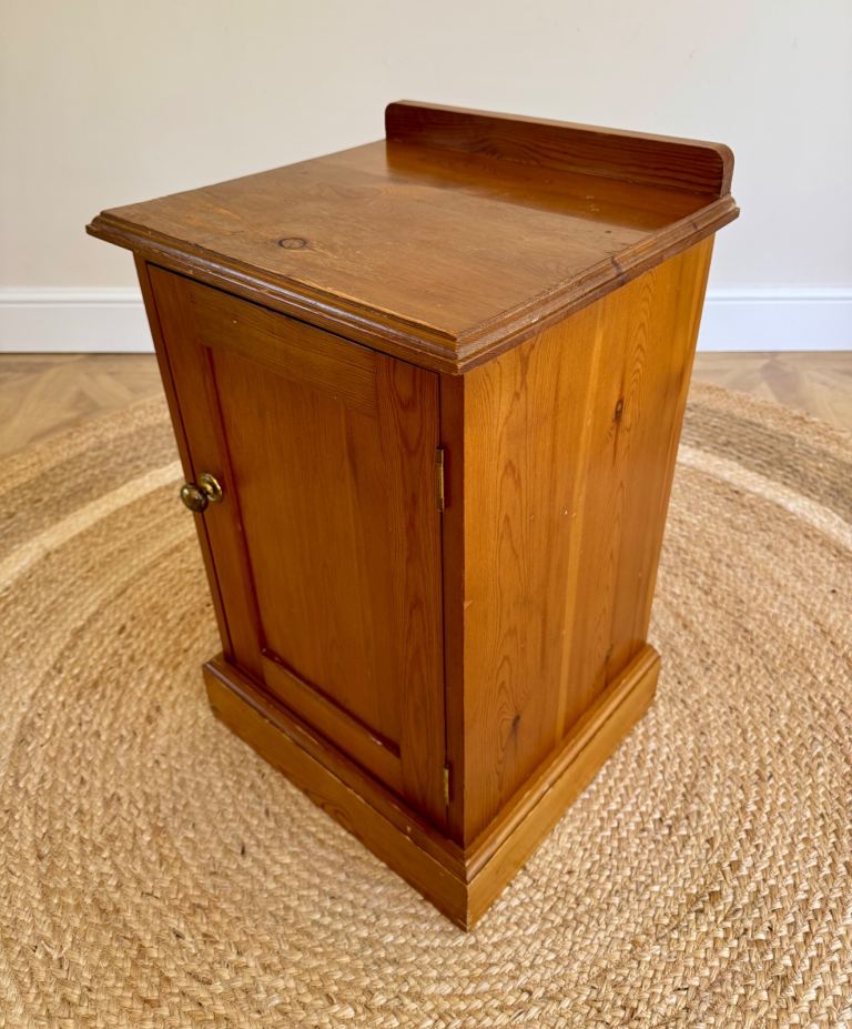 Solid pine vintage bedside cabinet cupboard 