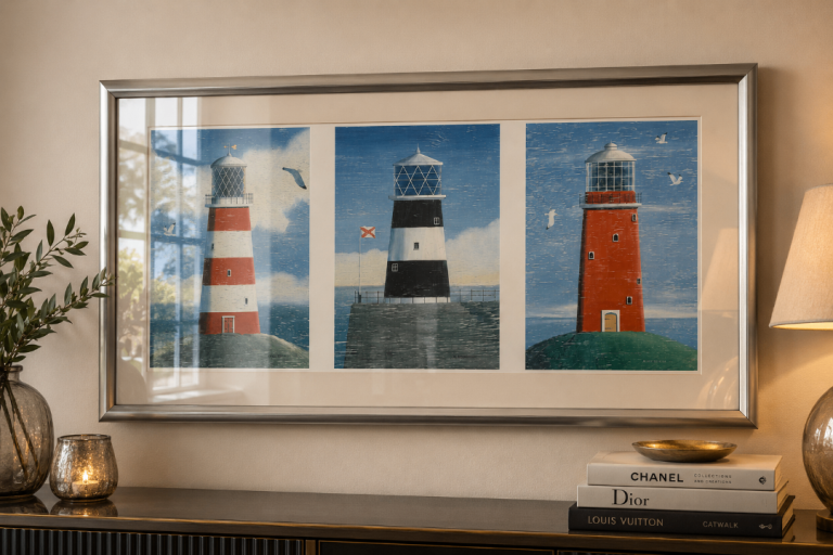Glass Framed Lighthouse Picture - Wall Art