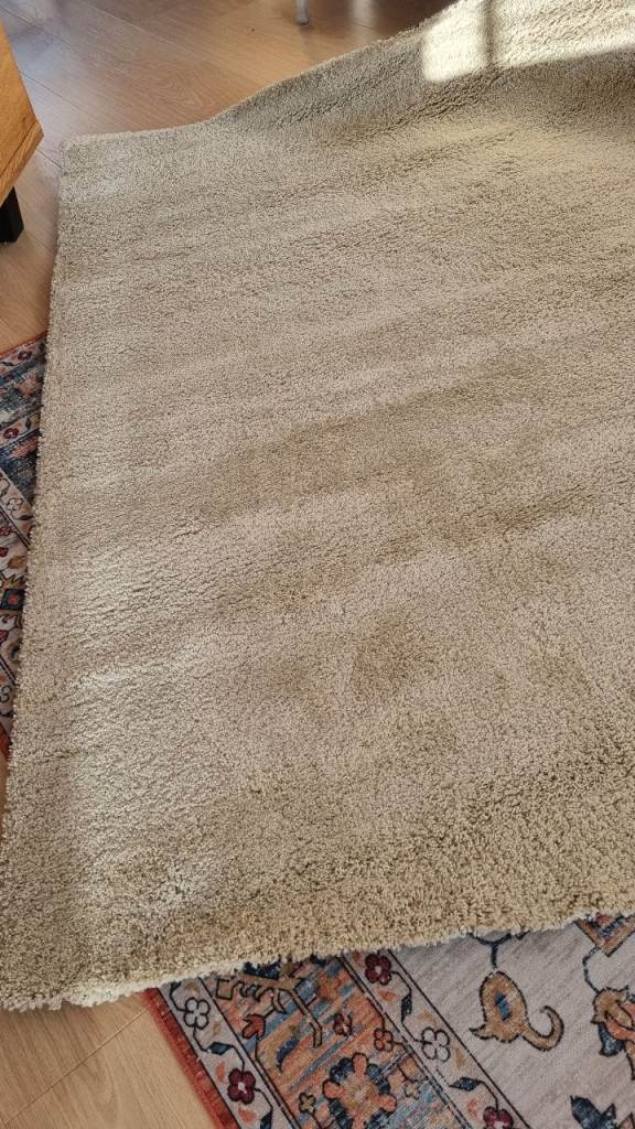 image for Cream deep pile rug, hessian backed (large)