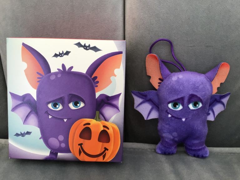Brand New Halloween Purple Bat Hanging Soft Toy, Boxed