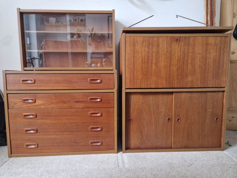 Danish Modular Mid Century MCM Floating Teak Wall Shelving By PS System