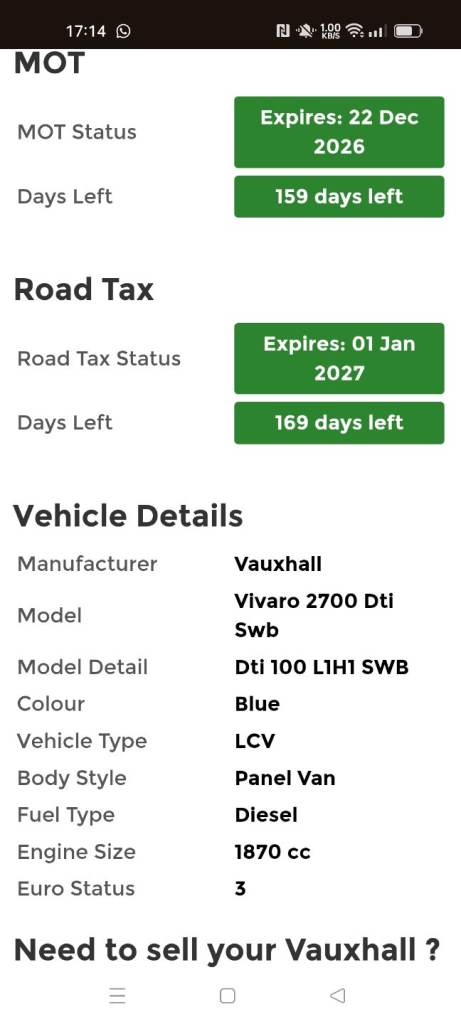 Vauxhall, VIVARO, Panel Van, 2005, Manual, 1870 (cc)