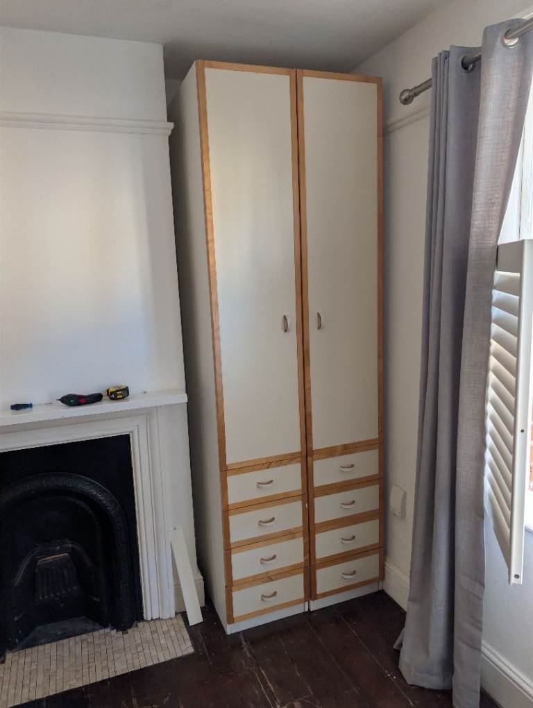 White wooden Wardrobe (2 pieces)