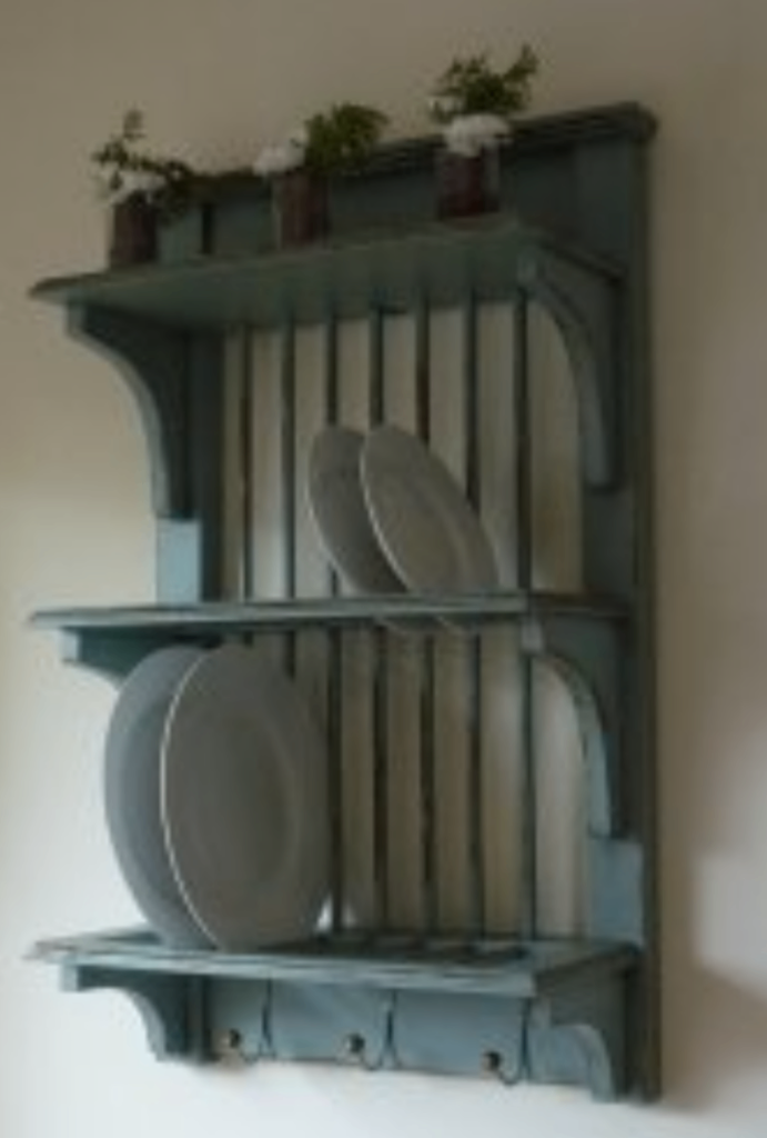 Kitchen Wall Mounted Wooden Dish Plate Storage Rack Wall Hanging Shabby Chic
