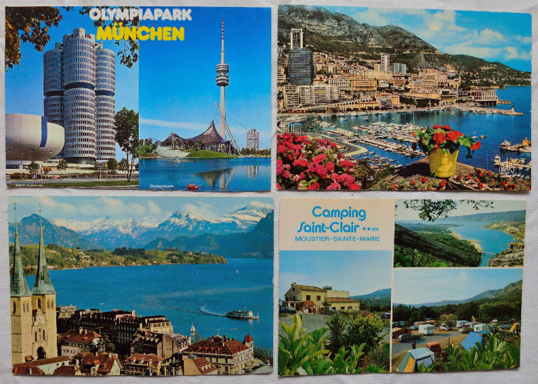 16x assorted vintage (1980s) unused postcards from Europe, mint