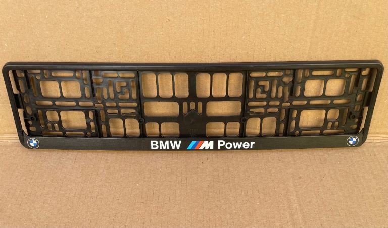 2x BMW M POWER UV Print Car Number Plate Frame Holder Surround  *Authentic*