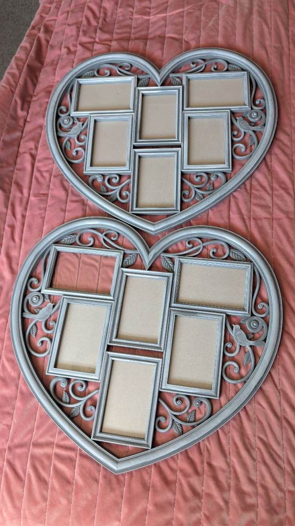 air of Heart-Shaped Multi Photo Frames – Silver, Good Condition
