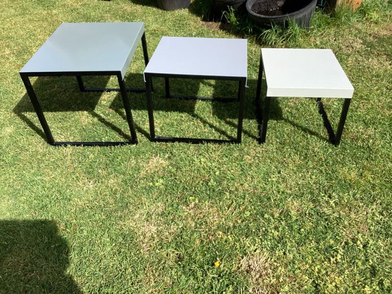 Habitat coloured nest of tables greys and white