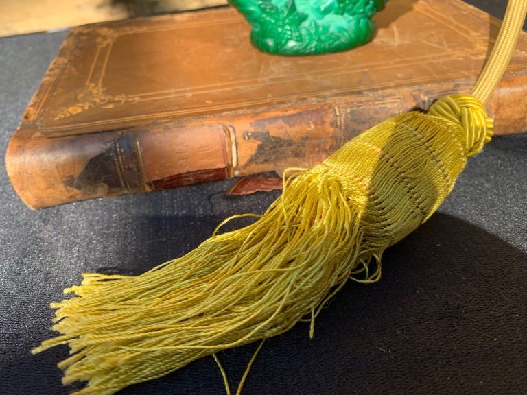 Rare Antique Art Deco Malachite Glass Putti Perfume Scent Bottle