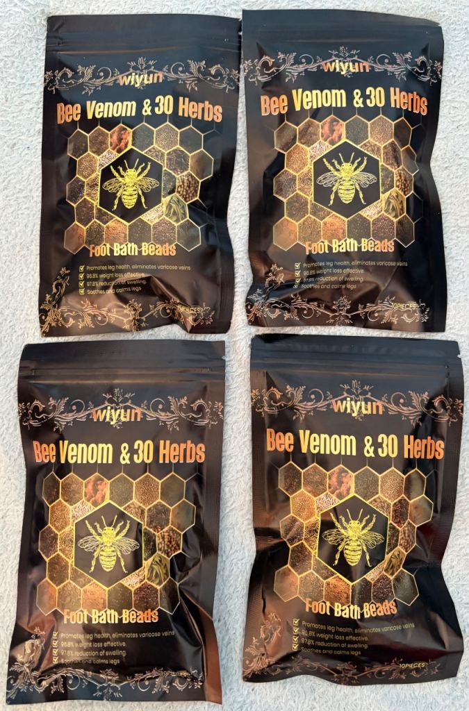 Wiyun Bee Venom & 30 Herbs Foot Bath Beads - New, 4 Packs