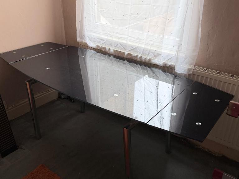 Extendable Black Glass Dining Table!