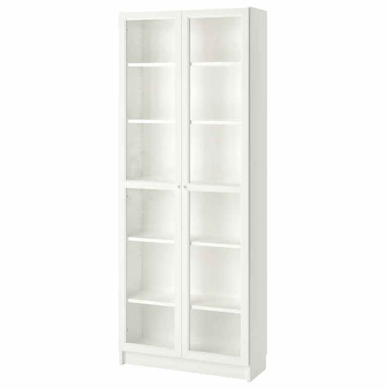 3x IKEA BILLY bookcase with OXBERG glass doors in white