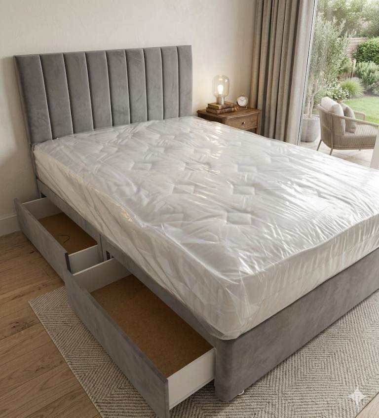 🎉 Best Value 4FT 6  Double Divan Bed 🛏️ With Mattress & Storage ❤️ Cash on Delivery 🚛::
