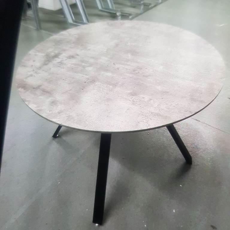 Round Grey Dining Table with Black Metal Legs – Great Condition