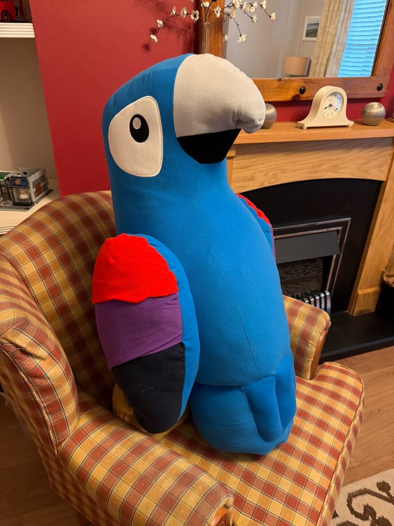 Large Blue Parrot Soft Toy – Good Condition