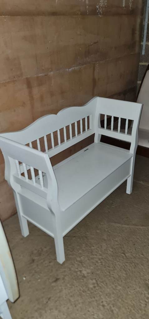 Antique or vintage painted pine settle bench