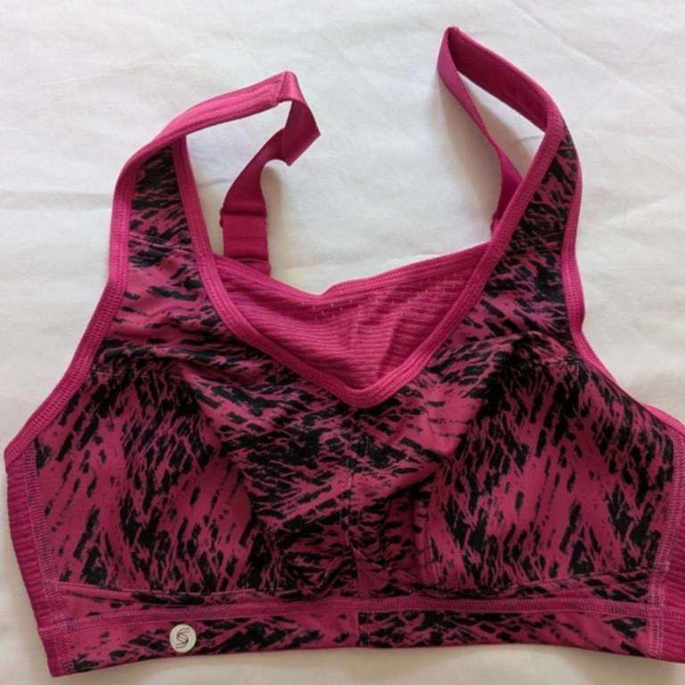 Glamorise No-Bounce Camisole Elite Sports Wirefree Bra Fuschia Print 34C
