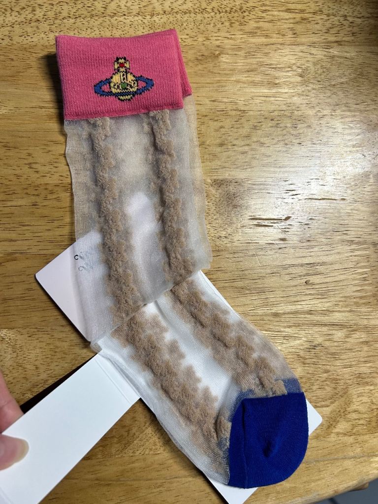 Vivienne Westwood Pink & Blue Orb Net Socks – Brand New