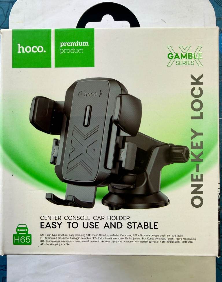 Hoco H65 Gamble Series Universal Car Phone Mount Holder For Windshield and Dashboard Black