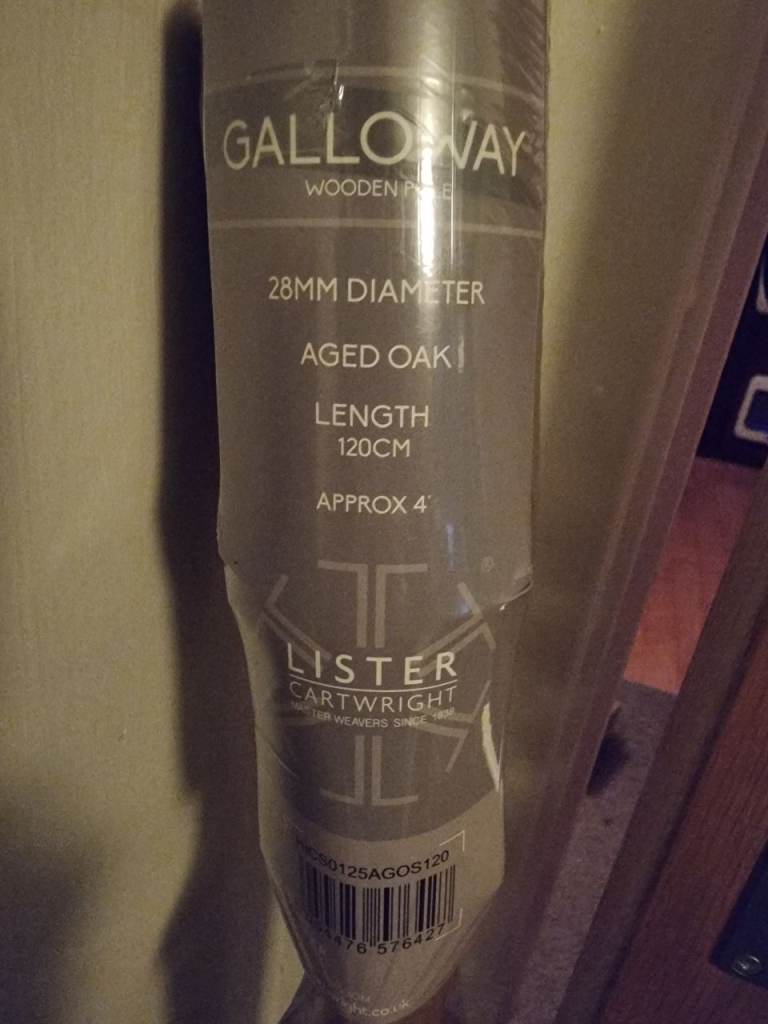 Galloway Wooden Curtain Pole 28mm Aged Oak 120cm - NEW