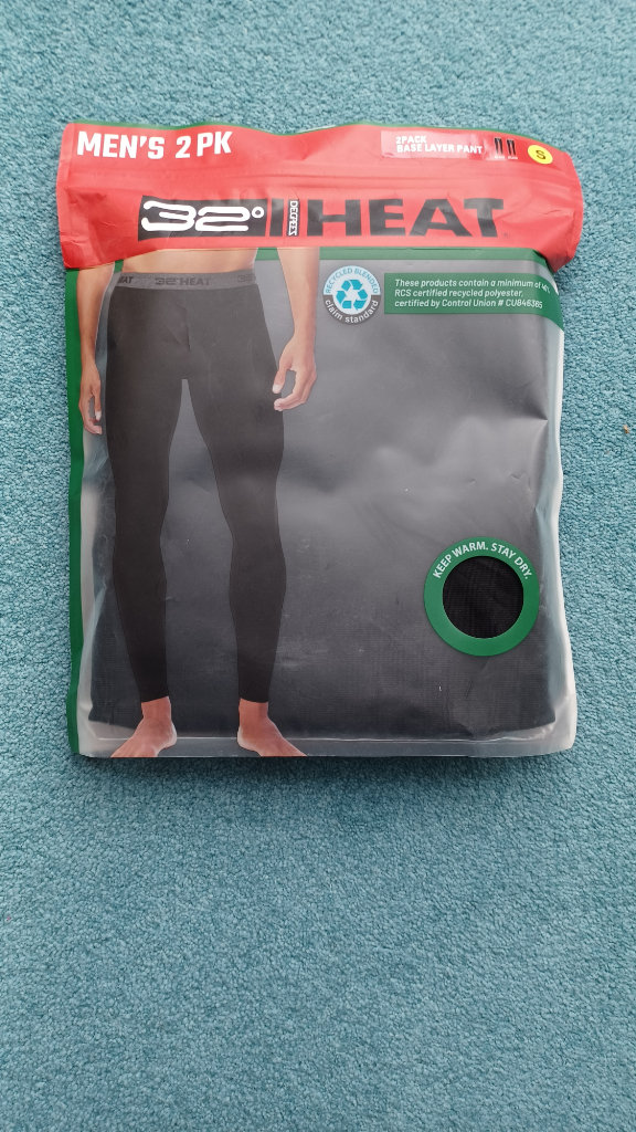 32 Degree Heat Mens Base Layer Pants Small 2 pack boxed as new