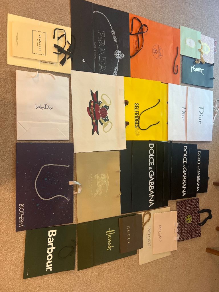 Designer Shopping Bags Job Lot – Prada, Dior, Selfridges, Harrods