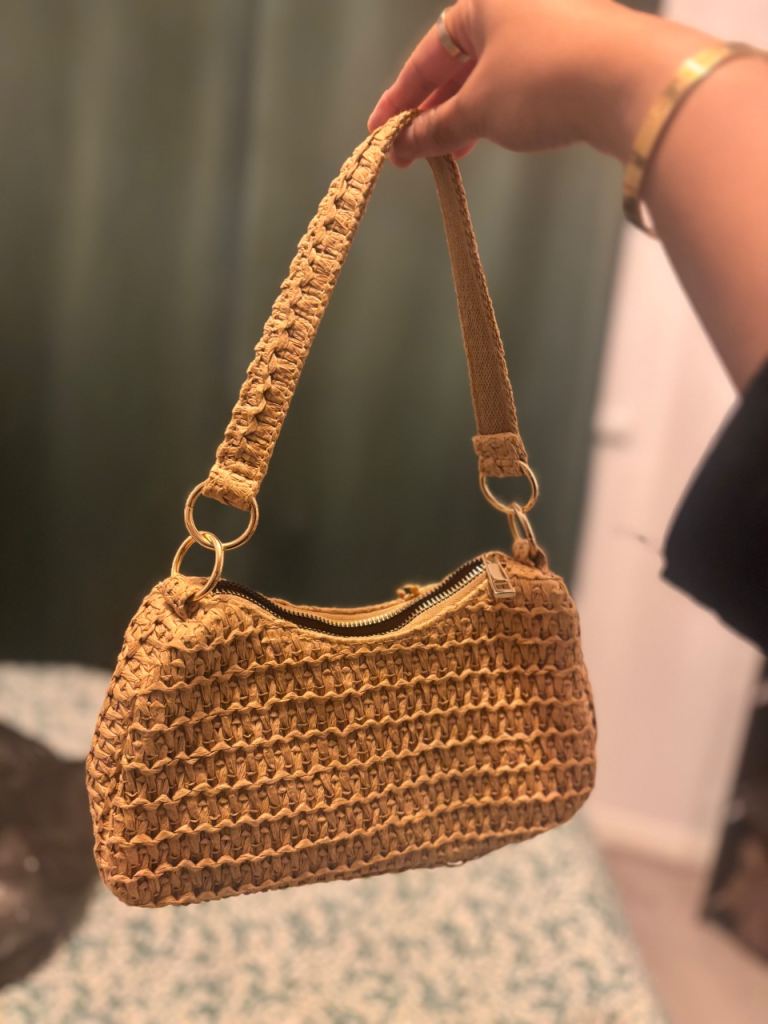 Light brown woven shoulder/hand bag 