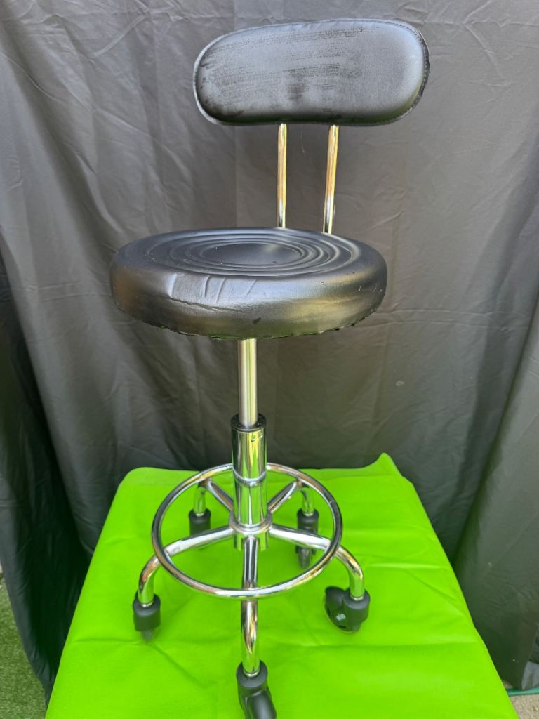 Adjustable Workshop Stool With Backrest Hydraulic Swivel Industrial Chair