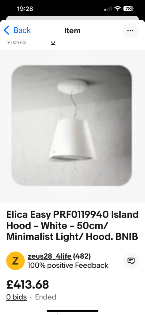 Elica Easy PRF0119940 Island Hood – White – 50cm/ Minimalist Light/ Hood. BNIB