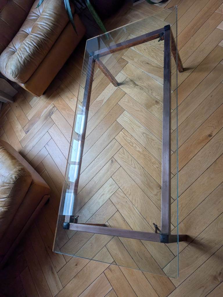 Stylish copper and glass coffee table