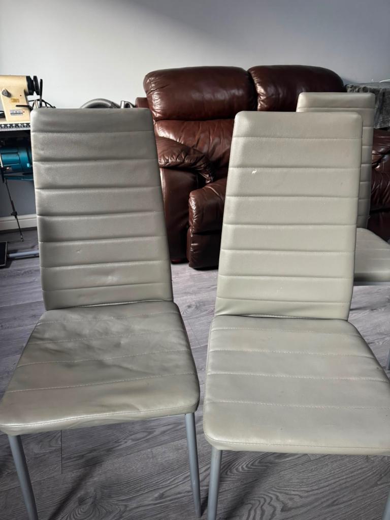 6 Grey Dining Chairs - Used, Fair Condition
