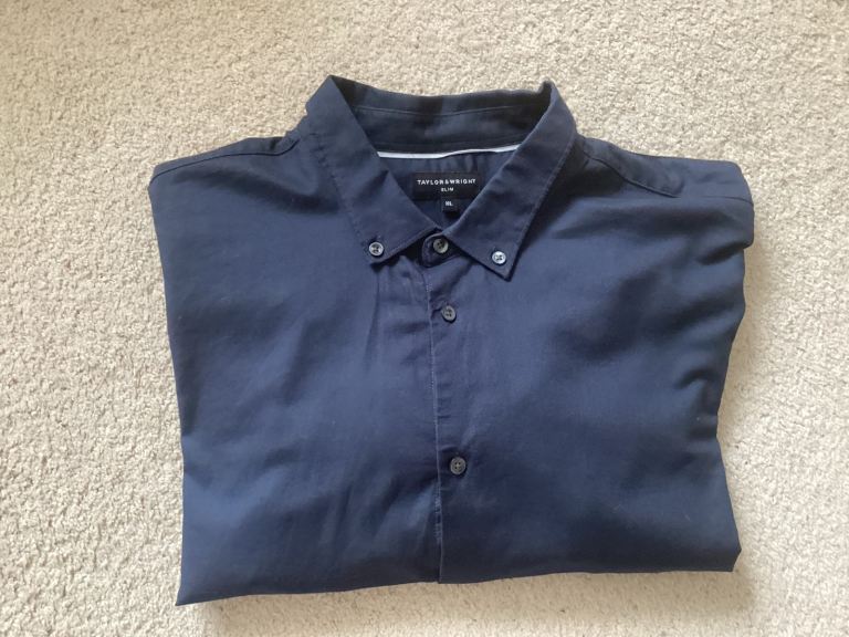 Taylor & Wright Navy Long Sleeve Slimfit Shirt XL