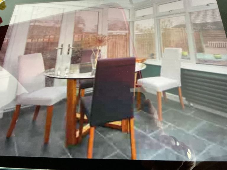 Glass Dining Table with Four Chairs – Good Condition