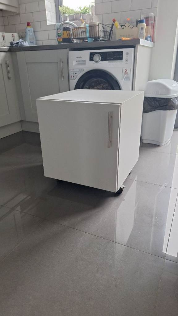 Off White Storage Cabinet on Wheels / Mobile Cupboard / Office Unit