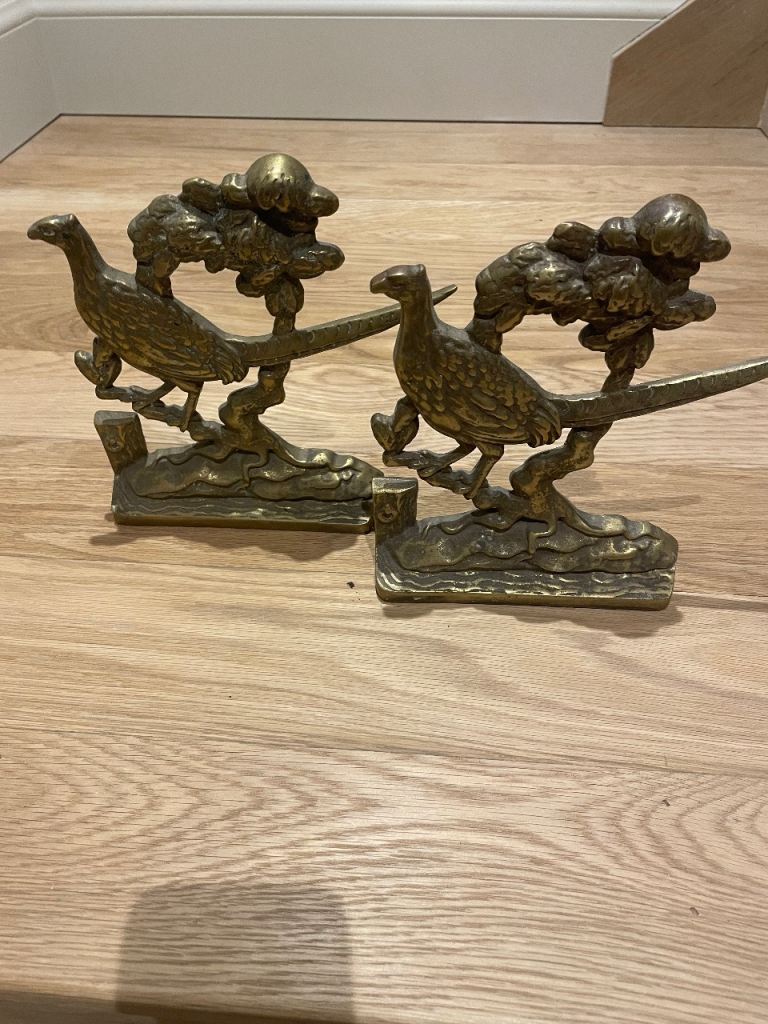 2 brass pheasant ornaments 