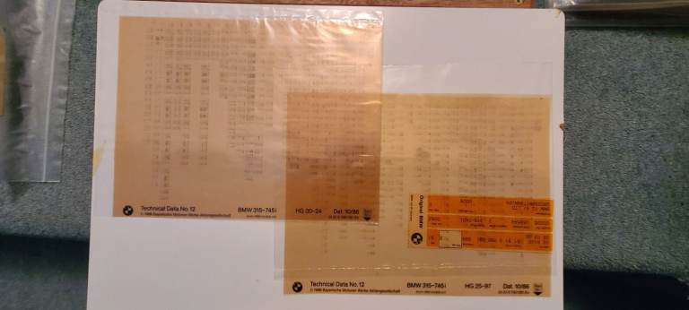 BMW 3Series to 7 Series Tech Data microfiche manual
