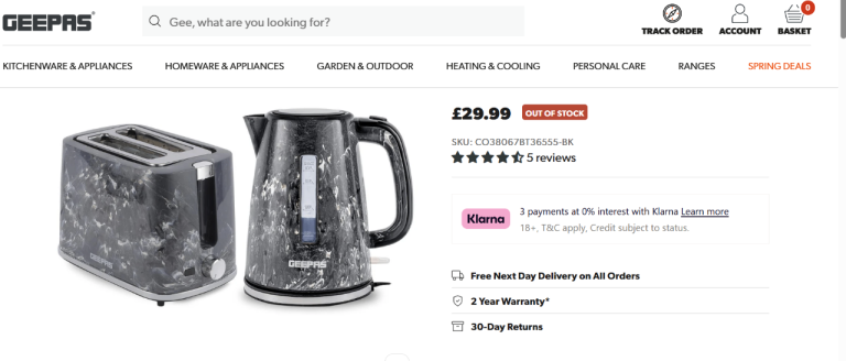 Black Kettle & Toaster Set – Matching Kitchen Duo, open to offers, needs to go!