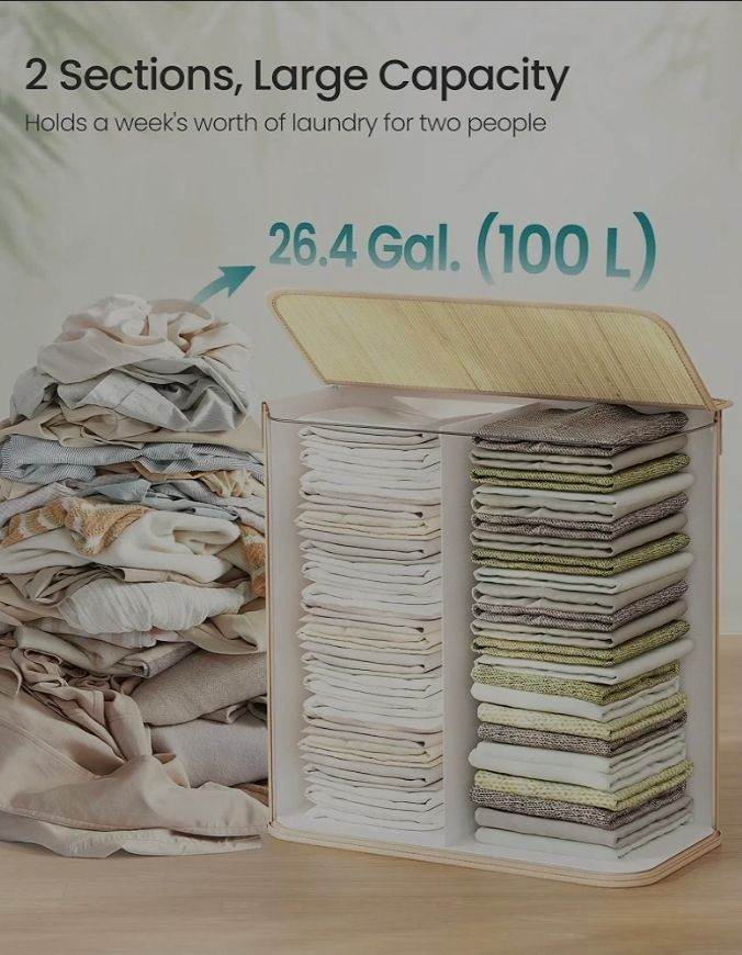 A new still boxed bamboo style Laundry Basket, 100 L, Laundry Hamper 