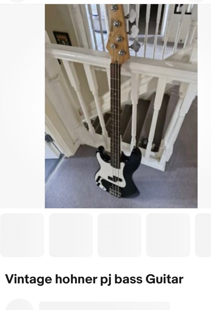 Vintage Hohner PJ Bass Guitar - Black and White + Redwood amp